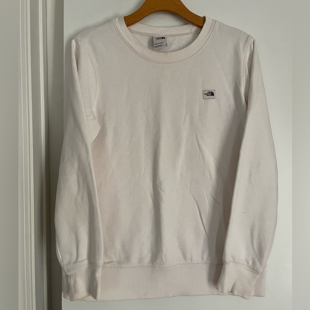 The North Face Cotton Blend Long Sleeve Crew Neck Sweatshirt Ivory White